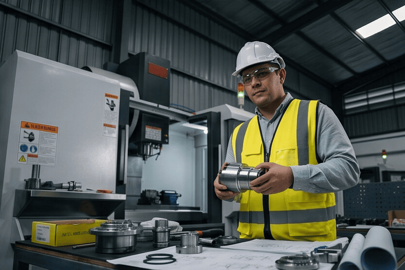 Técnico especialista evaluando refacción en planta